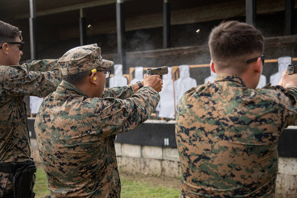 Marines training at an ATS Targets (Advanced Training Systems) shooting range in Hawaii