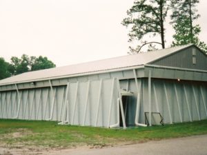 A permanent MOUT shoothouse set up at a tactical training location.