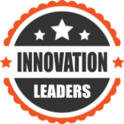 Innovation Leaders Badge orange and gray with stars