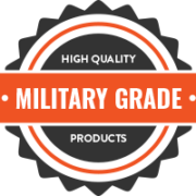 High Quality Military Grade Products Badge orange and gray gear